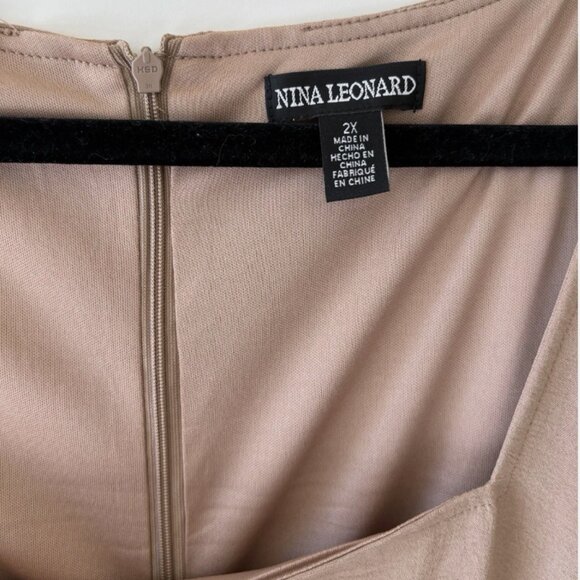 Nina Leonard Women’s Sleeveless Belted Dress Khaki 2X Pockets Plus Size - Picture 5 of 8